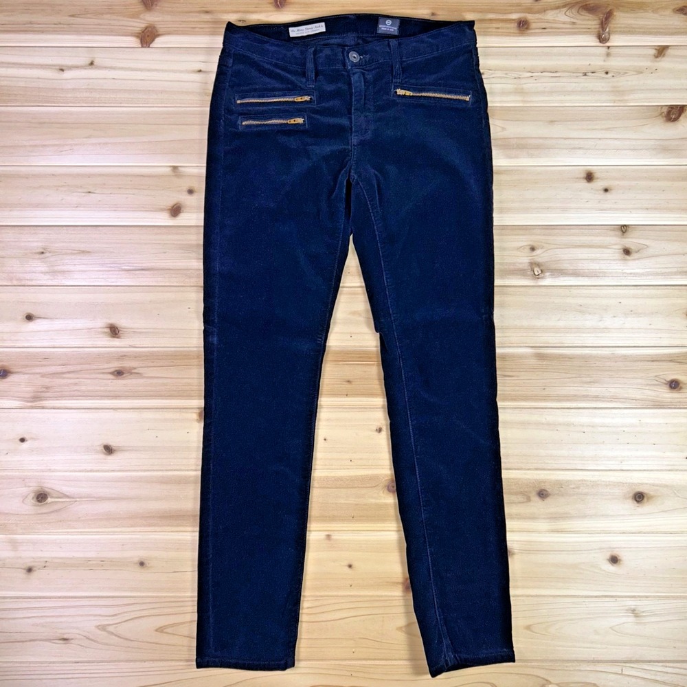 AG Pants Womens 26 Black The Moto Stevie Ankle Mid Rise Slim Straight Corduroy